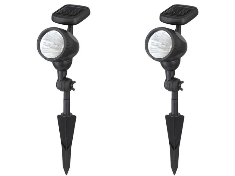 2er Set schwenkbare LED Solarleuchten mit Erdspieß oder zur Wandmontage