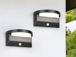 2er SET Solar Außenwandleuchten auch per USB aufladbar mit Bewegungsmelder