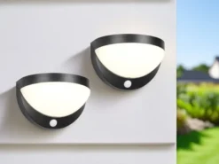 2er SET Solar Außenwandleuchten auch per USB aufladbar mit Bewegungsmelder