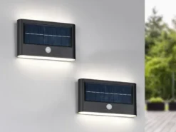 2er SET Solar Außenwandleuchten auch per USB aufladbar mit Bewegungsmelder