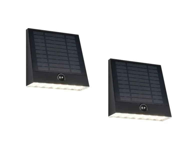 2er SET Solar Außenwandleuchten auch per USB aufladbar mit Bewegungsmelder