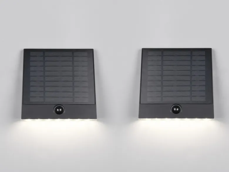 2er SET Solar Außenwandleuchten auch per USB aufladbar mit Bewegungsmelder