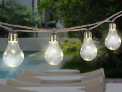 2er Set Solarbetriebene LED Outdoor Lichterkette mit 10 Glühbirnen, 5,7 Meter