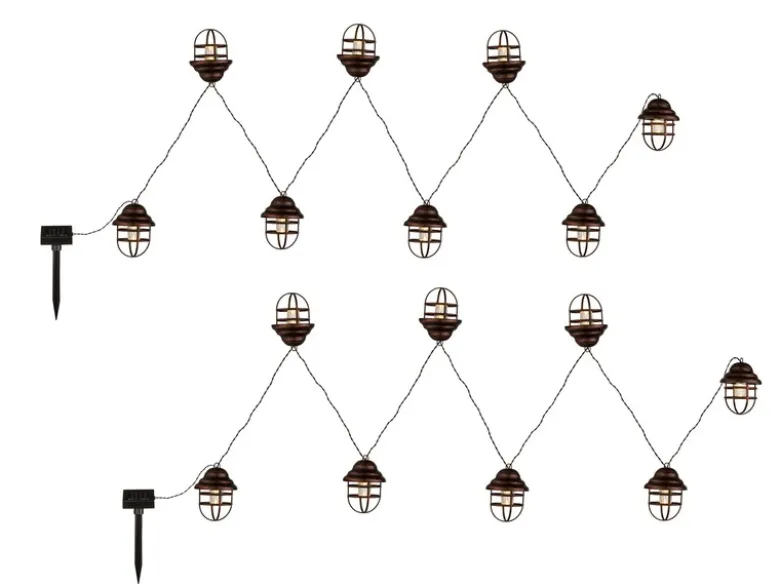 2er Set Solarbetriebene LED Outdoor Lichterkette in Rostoptik, Länge 4,3 Meter