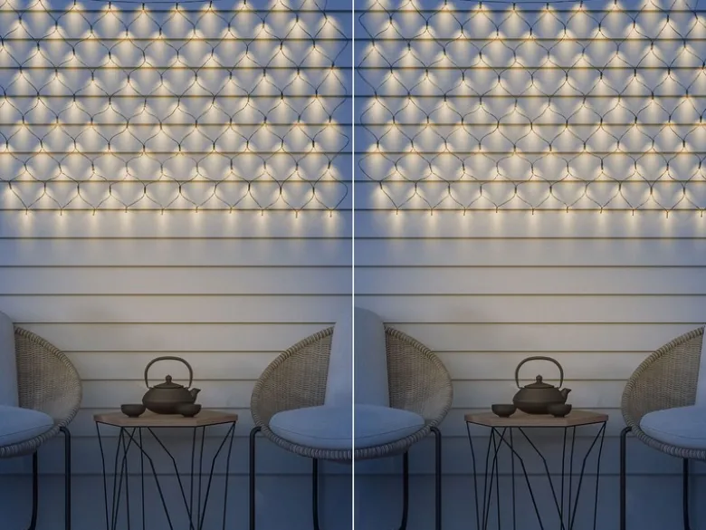 2er Set Solarbetriebenes LED Outdoor Lichternetz mit 100 LEDs, 90 x 110cm
