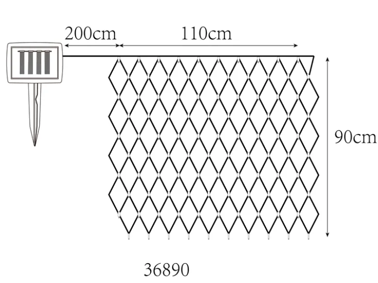 2er Set Solarbetriebenes LED Outdoor Lichternetz mit 100 LEDs, 90 x 110cm