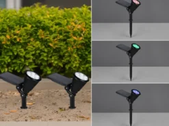 2er Set Solar Deko Gartenstrahler schwenkbbar mit RGB Farbwechsel
