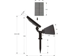 2er Set Solar Deko Gartenstrahler schwenkbbar mit RGB Farbwechsel