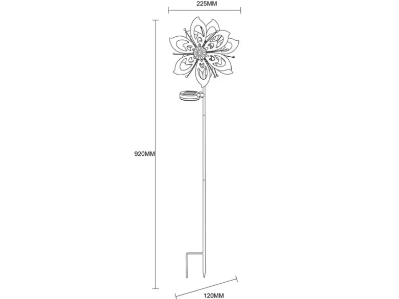 2er Set Solar Gartenstecker Windrad mit Erdspieß in Kupfer & Blau, Höhe 92cm
