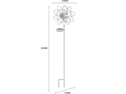 2er Set Solar Gartenstecker Windrad mit Erdspieß in Kupfer & Silber, Höhe 92cm