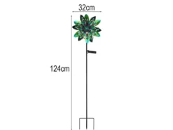 2er Set Solar Gartenstecker Windspiel mit Erdspieß Metall Bunt, Höhe 124cm
