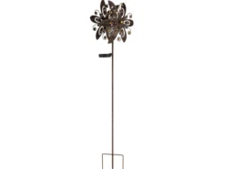 2er Set Solar Gartenstecker Windspiel mit Erdspieß Metall Rostoptik, Höhe 124cm