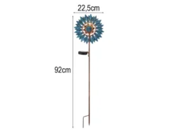 2er Set Solar Gartenstecker Windrad mit Erdspieß in Blau & Kupfer, Höhe 92cm