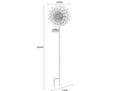 2er Set Solar Gartenstecker Windrad mit Erdspieß in Blau & Kupfer, Höhe 92cm