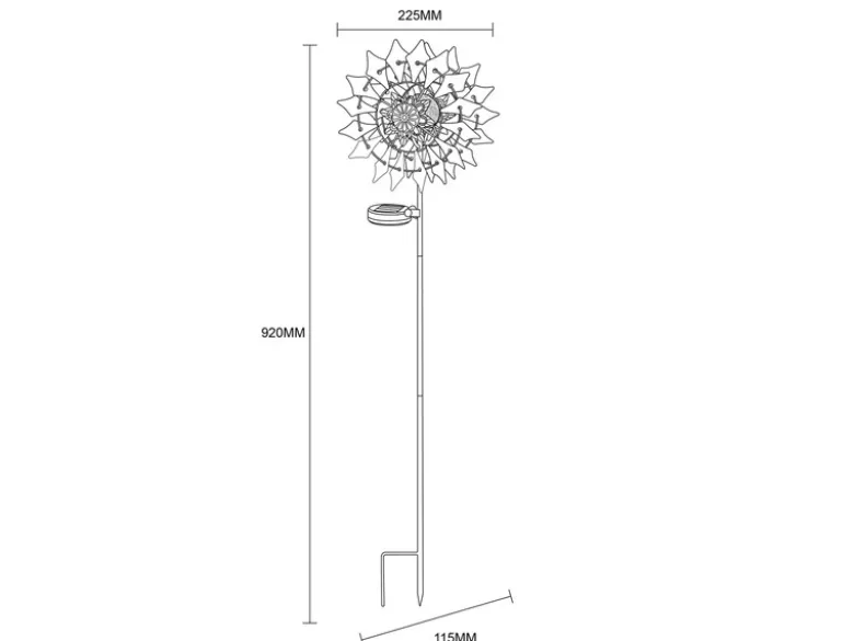2er Set Solar Gartenstecker Windrad mit Erdspieß in Blau & Kupfer, Höhe 92cm