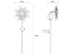 2er Set Solar Gartenstecker Windspiel mit Erdspieß in Rostoptik, Höhe 50cm