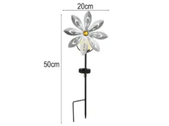 2er Set Solar Gartenstecker Windspiel mit Erdspieß in Silber-Grau, Höhe 50cm