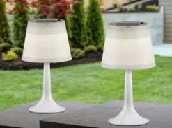 2er-Set Solar High Power LED-Tischlampe ASSISI, IP44, weiß, Höhe 36 cm