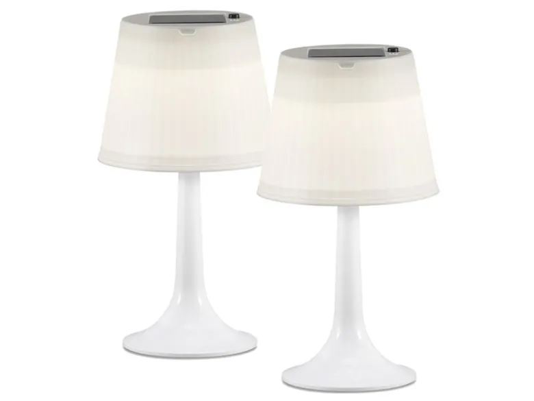 2er-Set Solar High Power LED-Tischlampe ASSISI, IP44, weiß, Höhe 36 cm