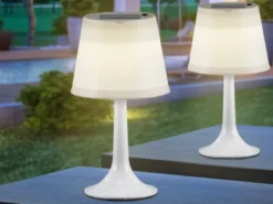 2er-Set Solar High Power LED-Tischlampe ASSISI, IP44, weiß, Höhe 36 cm