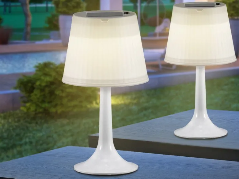 2er-Set Solar High Power LED-Tischlampe ASSISI, IP44, weiß, Höhe 36 cm