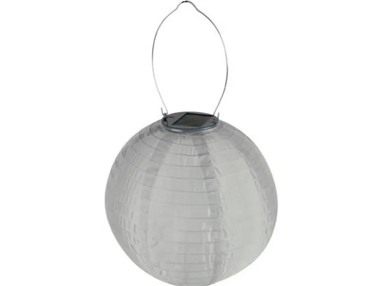 2er Set Solarlaterne Gartenlampion LED weiß, Ø 25cm, Ein/Ausschalter, Wetterfest