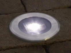 2er-Set Solar LED-Bodenspot, Edelstahl, Ø 11cm, je Spot bis 100kg belastbar