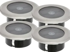 4er-Set Solar LED-Bodenspot, Edelstahl, Ø 11cm, je Spot bis 100kg belastbar