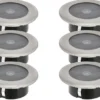 6er-Set Solar LED-Bodenspot, Edelstahl, Ø 11cm, je Spot bis 100kg belastbar