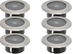 6er-Set Solar LED-Bodenspot, Edelstahl, Ø 11cm, je Spot bis 100kg belastbar
