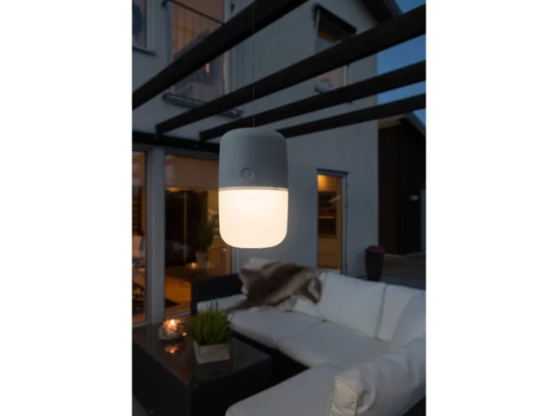 2er Set Solar LED Leuchte ASSISI mit 3-Stufen Dimmer & USB-Kabel, IP44, Grau