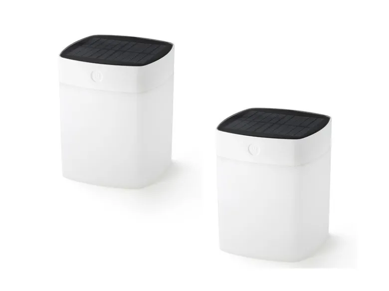 2er Set Solar LED Leuchte mit 3-Stufen Dimmer ASSISI, Höhe 14,5cm, IP44, Weiß