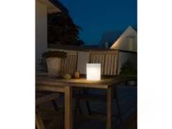 2er Set Solar LED Leuchte mit 3-Stufen Dimmer ASSISI, Höhe 14,5cm, IP44, Weiß