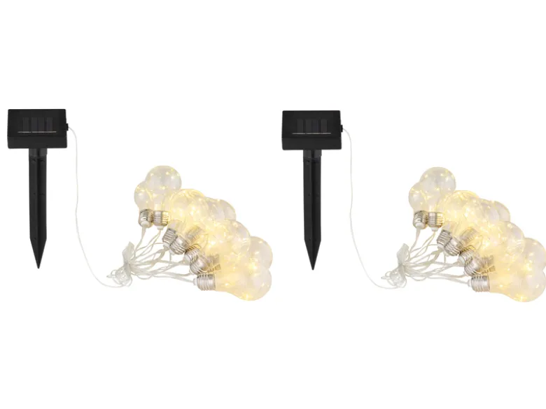 2er Set Solar LED Outdoor Lichterkette mit 10 Glühbirnen, 2 Lichtmodi, 3,8 Meter