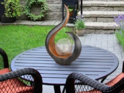 2er Set Solarleuchten mit Crackleglas & Farbwechsel, Schwarz Gold, Höhe 33,5cm