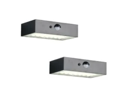 2er-Set Solar Wandleuchte außen mit Bewegungsmelder für Balkon wetterfest B 14cm
