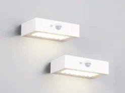 2er-Set Solar Wandleuchte außen mit Bewegungsmelder für Balkon wetterfest B 14cm