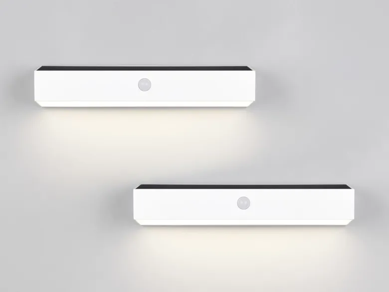 2er SET Solar Wandleuchten auch per USB aufladbar mit Bewegungsmelder, B: 30cm