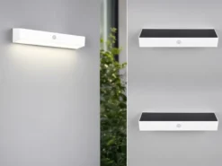 2er SET Solar Wandleuchten auch per USB aufladbar mit Bewegungsmelder, B: 30cm