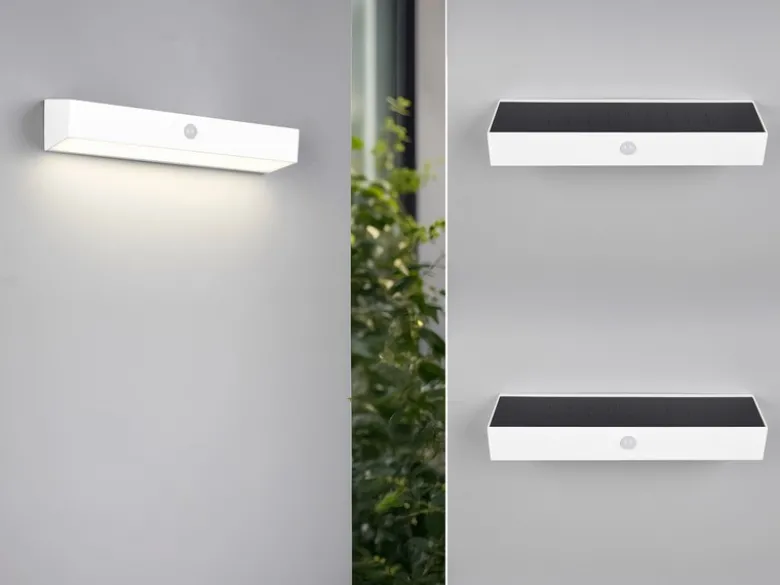 2er SET Solar Wandleuchten auch per USB aufladbar mit Bewegungsmelder, B: 30cm