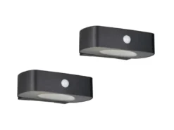 2er SET Solar Wandleuchten auch per USB aufladbar mit Bewegungsmelder, B: 21cm