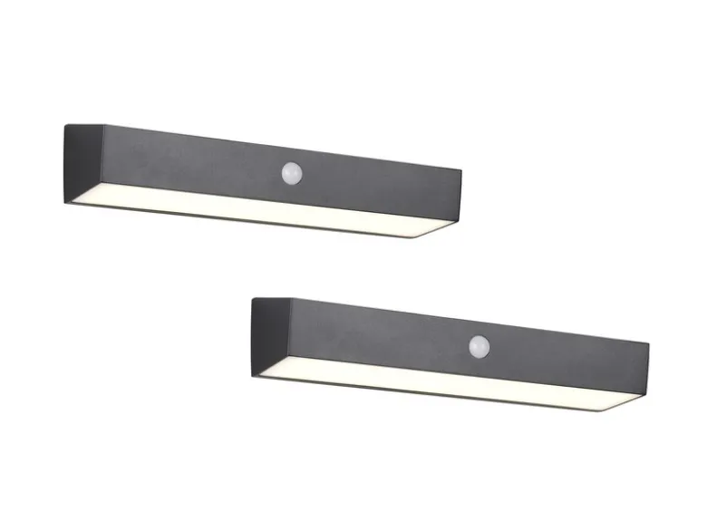 2er SET Solar Wandleuchten auch per USB aufladbar mit Bewegungsmelder, B: 30cm