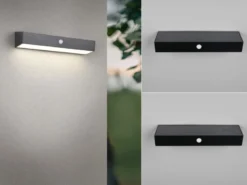 2er SET Solar Wandleuchten auch per USB aufladbar mit Bewegungsmelder, B: 30cm