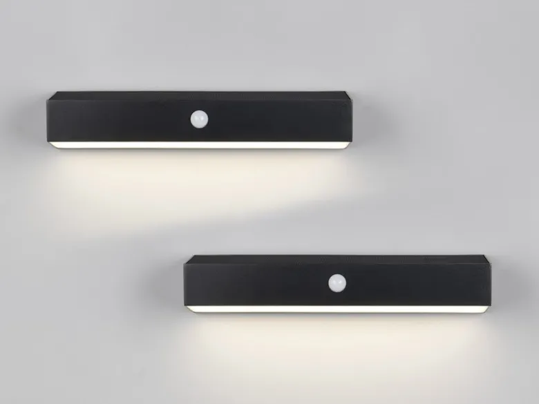 2er SET Solar Wandleuchten auch per USB aufladbar mit Bewegungsmelder, B: 30cm