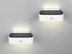 2er SET Solar Wandleuchten auch per USB aufladbar mit Bewegungsmelder, B: 21cm
