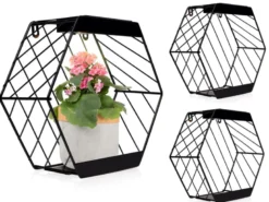 2er Set Solar Wandleuchten für Pflanzen aus Stahl Gitter in Schwarz, Höhe 25,5cm