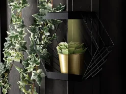2er Set Solar Wandleuchten für Pflanzen aus Stahl Gitter in Schwarz, Höhe 25,5cm
