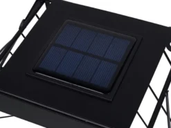 2er Set Solar Wandleuchten für Pflanzen aus Stahl Gitter in Schwarz, Höhe 25,5cm