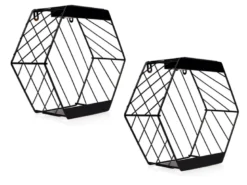 2er Set Solar Wandleuchten für Pflanzen aus Stahl Gitter in Schwarz, Höhe 25,5cm