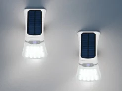 2er SET Solar Wandleuchten mit Bewegungsmelder & dezentem Dauerlicht